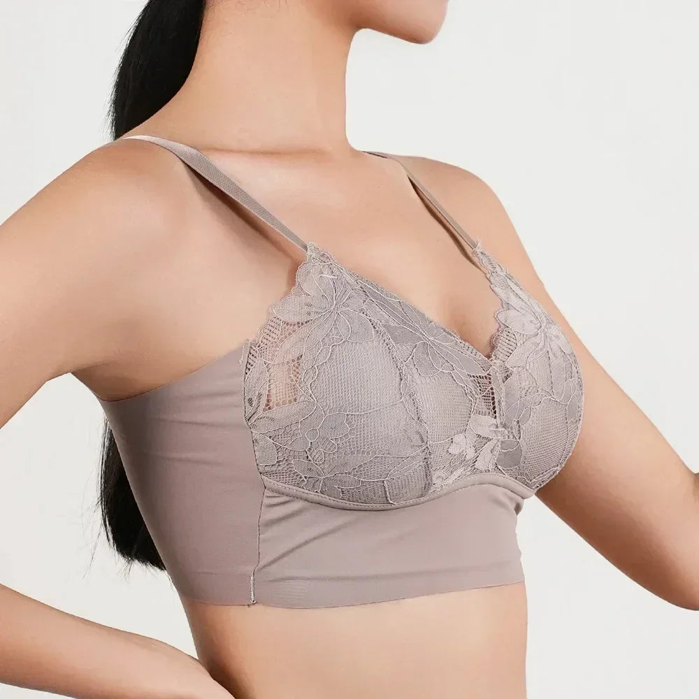 Soutien-gorge sans armature en dentelle grande taille pour femmes, bonnet B-C, couverture complète, fin, ajustable, soutien-gorge de poitrine