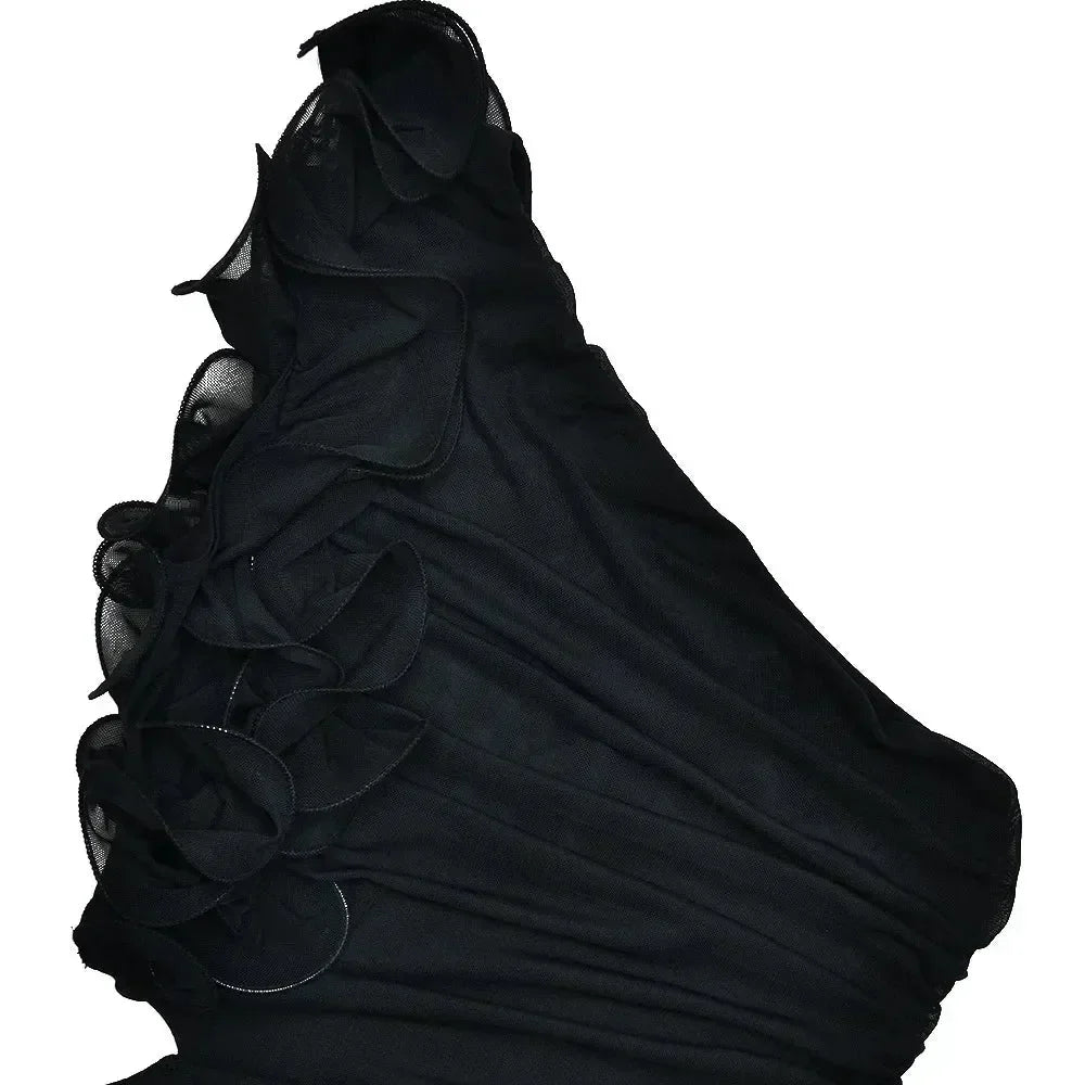 Robe Articat élégante sans manches à épaule asymétrique fleurie pour femme Printemps/Été 2025 Sexy en maille moulante Robe de soirée/cocktail