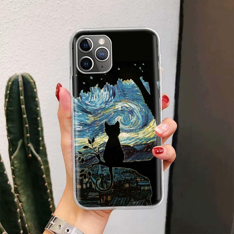 Coque de téléphone en silicone souple à motif de chat mignon et drôle pour iPhone 11 13 14 Pro Max 12 Mini X Xs Xr 6 6s 8 7 Plus Se 5 5s