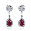 Huitan Boucles d'oreilles pendantes CZ rouge vif pour femmes Magnifiques Accessoires créatifs et attrayants pour Fiançailles Charmants Bijoux de mariage