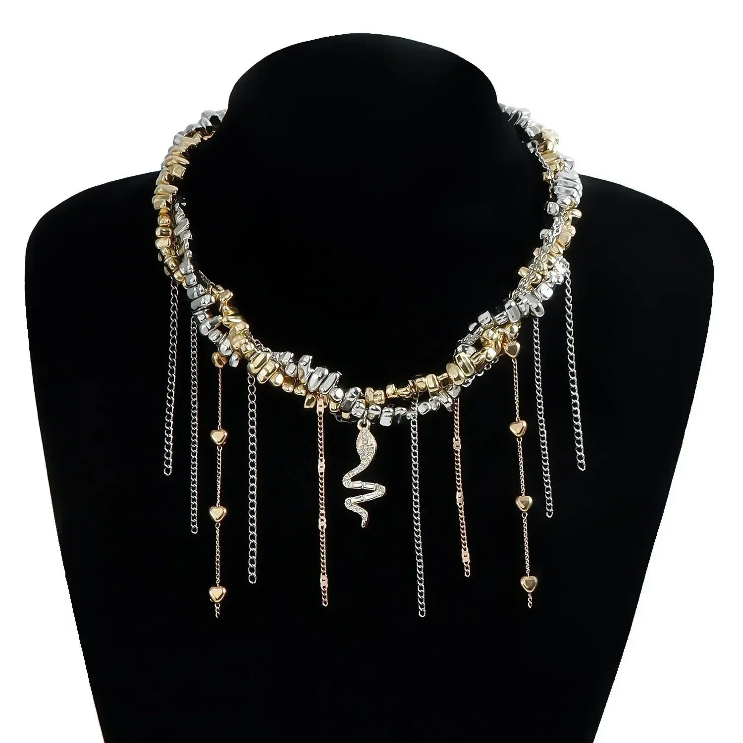Collier Cœur Perlé Tendance pour Femmes Style Bohème Élégant Chaîne en Cristal Irrégulier Ras du Cou Y2K Exquis Cadeau de Fête Bijoux Accessoires