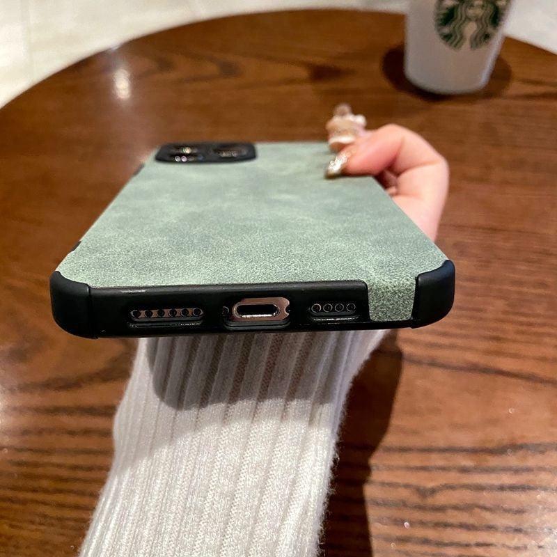 Coque de téléphone en cuir PU pour iPhone 13 12 11 14 Pro Max Mini XR XS X, étui de protection en silicone antichoc, coque arrière rigide en cuir ultra fine et résistante aux rayures pour iPhone
