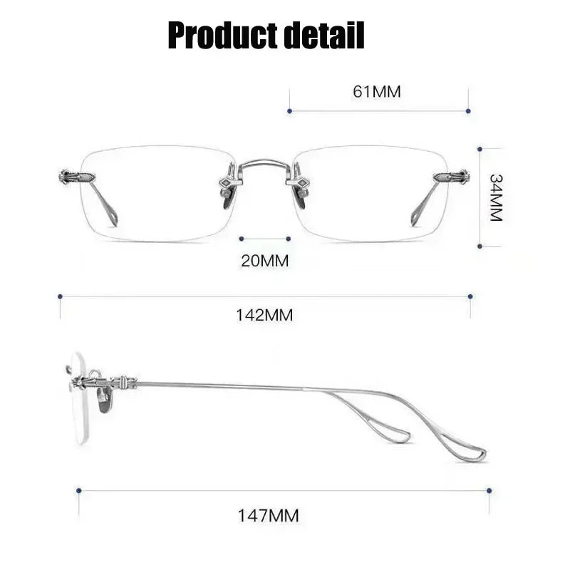 Nouvelles Lunettes de Myopie Photochromiques Tendance Vintage Sans Monture Carrées Femme Homme Anti Lumière Bleue UV Lunettes de Soleil Optiques Dioptre