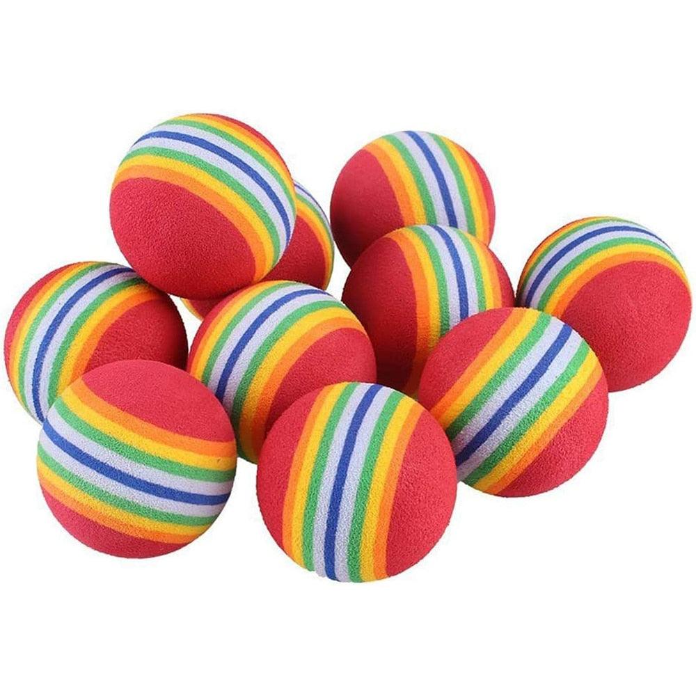 10 balles de jeu interactives pour chat d'intérieur, rouges, arc-en-ciel, en mousse souple, jouets pour chiots, activité, chasse, jeu silencieux, balles éponge, jouets pour chiens, chiots, chatons