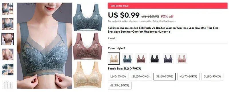 Soutien-gorge sans couture en dentelle FallSweet, lot de 3, pour femmes, soutien-gorge push-up en soie glacée, sans armatures, bralette, lingerie féminine