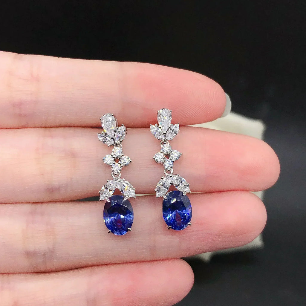 Boucles d'oreilles pendantes marquises et ovales pavées pour femme 1,5 carat Moissanite Platine PT950 - Fabriquées en PT950, forme double, marquise + ovale