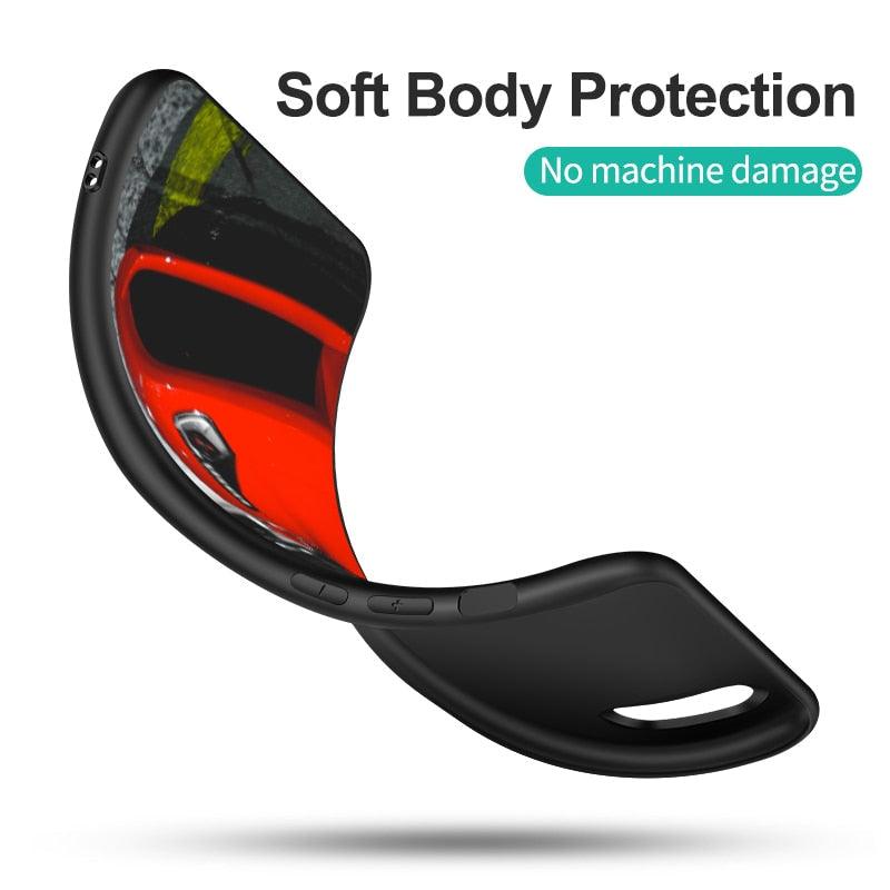 Jolie Coque Souple en Silicone Imprimé Voitures Étui de Téléphone pour iPhone 5s 5 S SE 2016 4.0" Housse de Téléphone pour iPhone 6s 6 S Plus Funda Pare-chocs Noir Étui Voiture de Course Sportive
