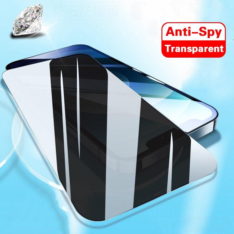 Film de protection d'écran en verre trempé 8K HD anti-espion, installation rapide, couverture complète, pour iPhone 14 13 12 11 PRO MAX MINI X XS, dureté 9H, anti-rayures, anti-chocs, sans bulles pour iPhone