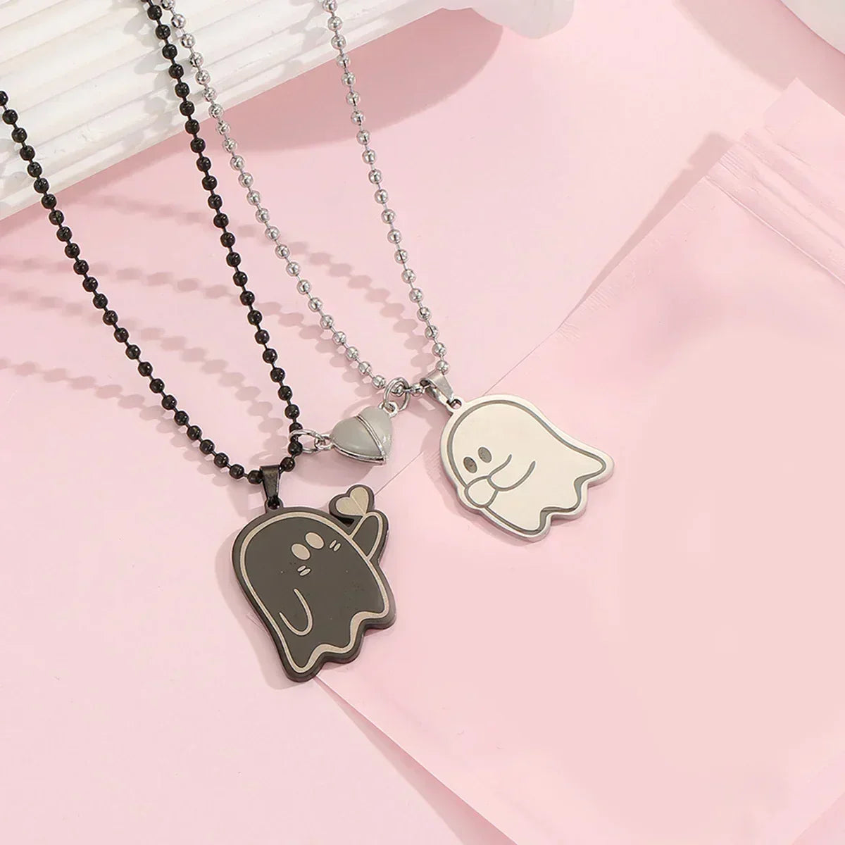 Collier de couple cœur lumineux en acier inoxydable simple à offrir en cadeau