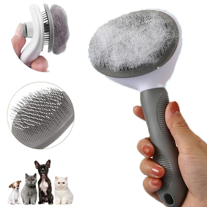 Brosse à épiler pour animaux de compagnie, peigne pour chat, outils de toilettage, accessoires pour chiens, fournitures pour chats, peigne de massage en acier inoxydable, brosse pour chiens et chats pour poils longs et courts avec brosse autonettoyante