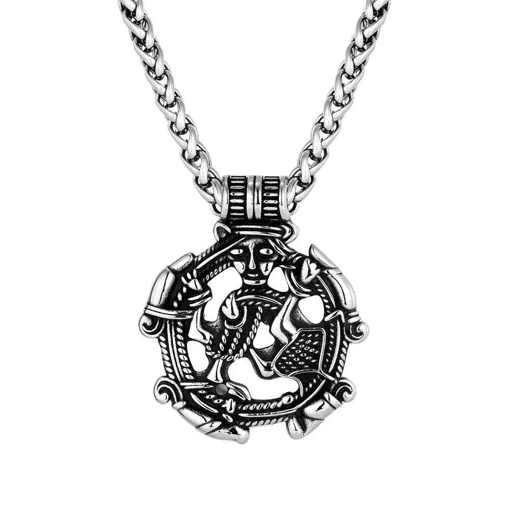 Colliers Viking Vintage Loki Creux Hommes Acier Inoxydable Mythologie Nordique Pendentif Trinité Amulette Bijoux Scandinaves Cadeaux Hommes