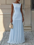 Robe de soirée longue sans bretelles pour femme, élégante robe de mariée, décontractée, ample, plissée, longue, élégante