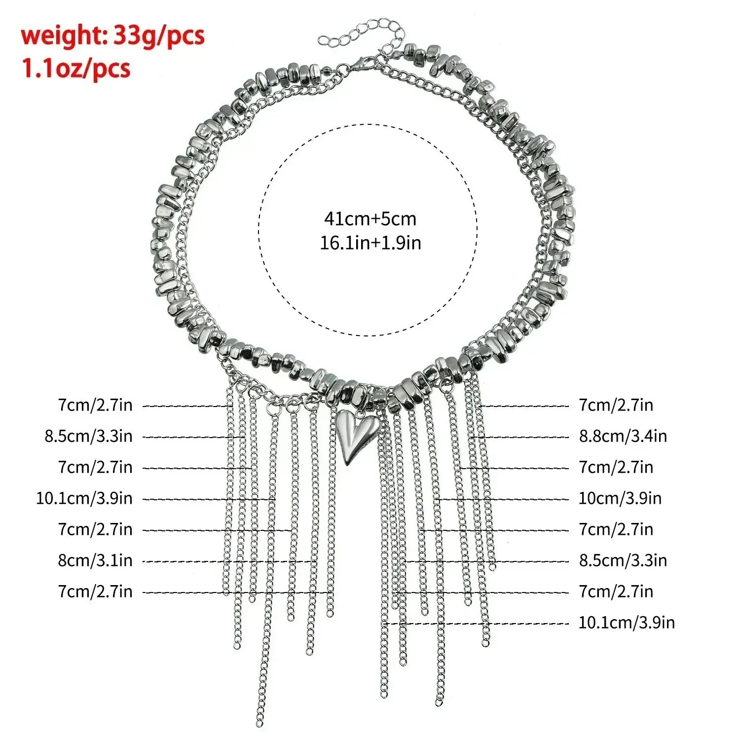 Collier Cœur Perlé Tendance pour Femmes Style Bohème Élégant Chaîne en Cristal Irrégulier Ras du Cou Y2K Exquis Cadeau de Fête Bijoux Accessoires