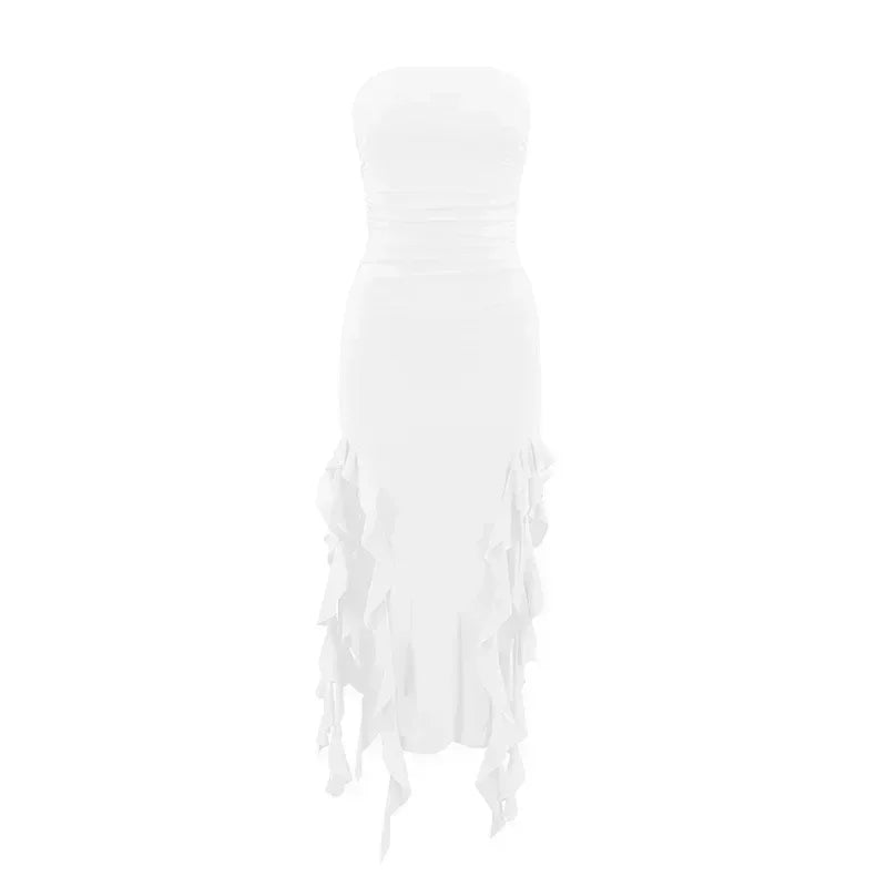 BWQ Robes longues pour femmes, fendues, sexy, moulantes, sans manches, robe méduse, mode pour filles chaudes, robe longue femme épaules dénudées
