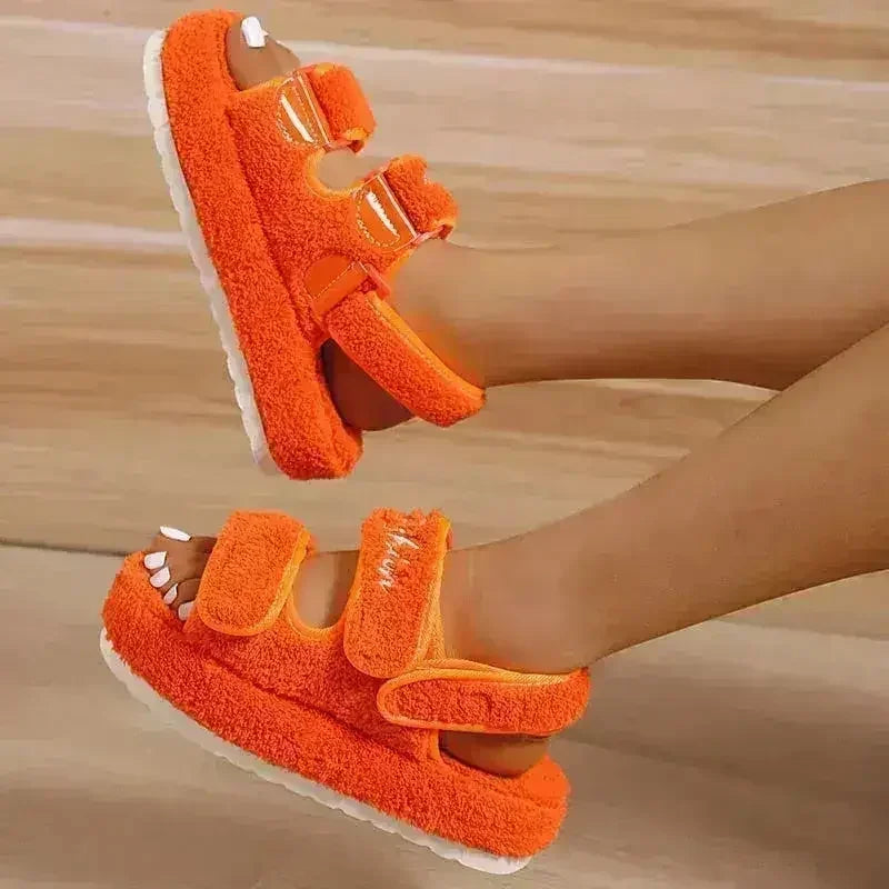 Sandales décontractées à semelle compensée pour femmes Bleu/Orange/Noir/Vert