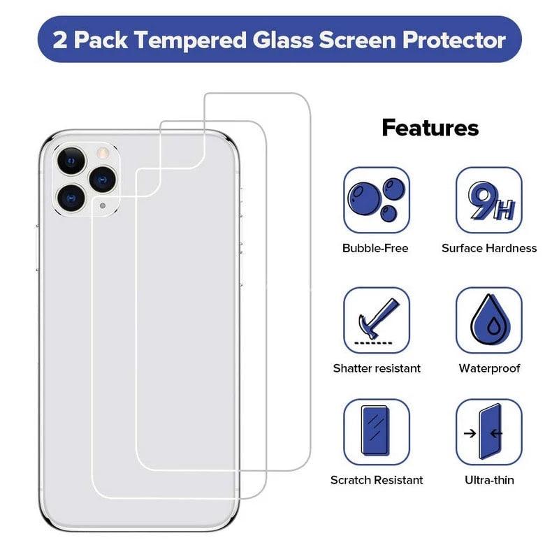 Verre Trempé Arrière pour iPhone 14 12 13 Pro Max SE 20 Coque de Protection en Verre sur iPhone 14 Plus 14Pro Film de Protection Arrière Transparent Anti-rayures Sans Bulles Protection Arrière pour iPhone