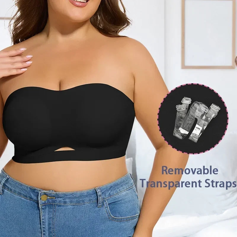 Soutien-gorge Push-Up pour femme, Sexy grande taille, Doux Respirant, Sans Armature, Sous-vêtements Anti-dérapant, Sans Coutures, Bretelles et Bonnets Amovibles, Lingerie