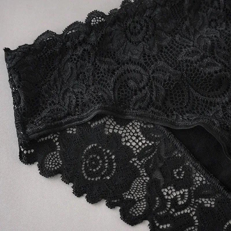 Lot de 3 slips de luxe en dentelle brodée florale pour femme, culottes sexy ajourées, lingerie féminine, sous-vêtements respirants pour femme
