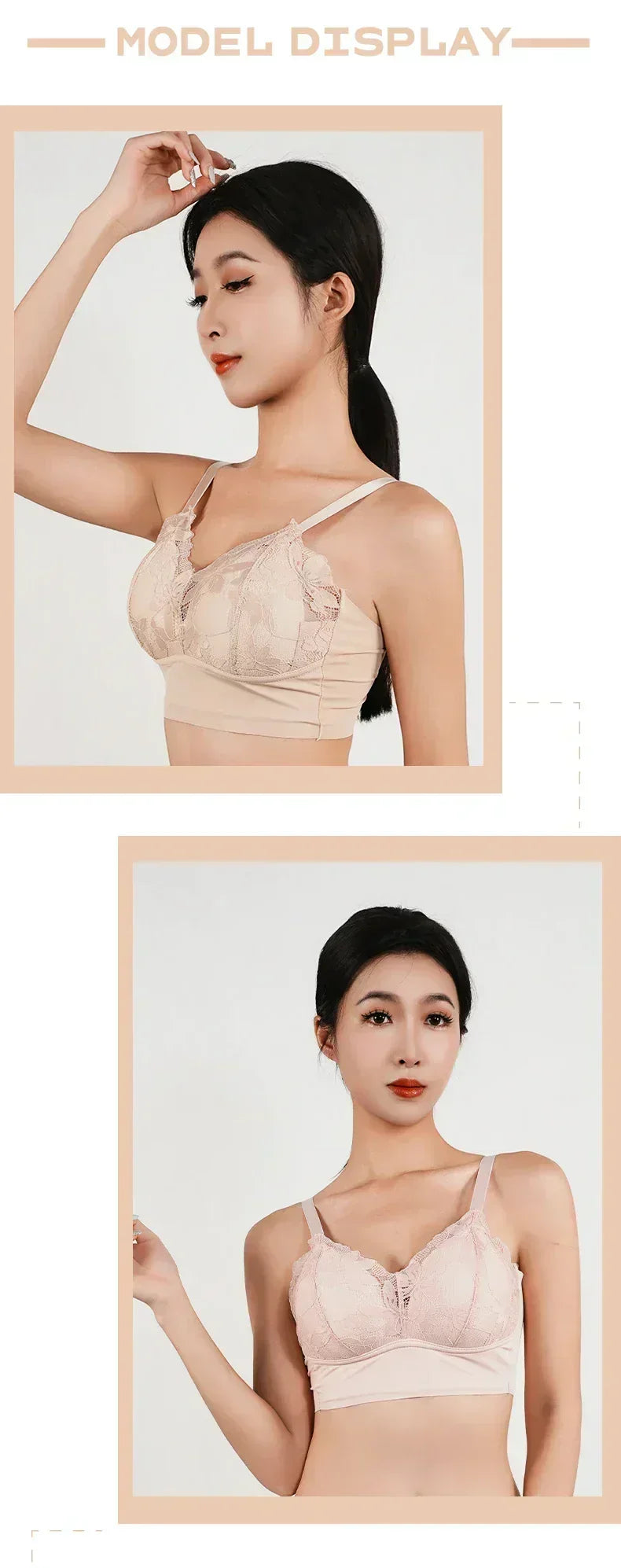 Soutien-gorge sans armature en dentelle grande taille pour femmes, bonnet B-C, couverture complète, fin, ajustable, soutien-gorge de poitrine