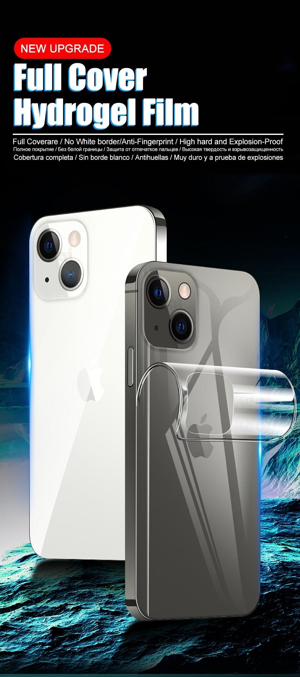 Film arrière intégral pour iPhone 13 12 Pro Max Mini Accessoires de téléphone portable Film latéral non-protecteur d'écran en verre Ultra-mince Transparent/Mat Film latéral et arrière Autocollant de bordure anti-rayures