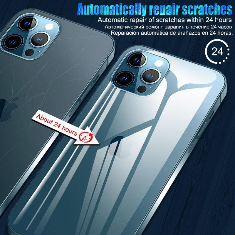 Film arrière intégral pour iPhone 13 12 Pro Max Mini Accessoires de téléphone portable Film latéral non-protecteur d'écran en verre Ultra-mince Transparent/Mat Film latéral et arrière Autocollant de bordure anti-rayures