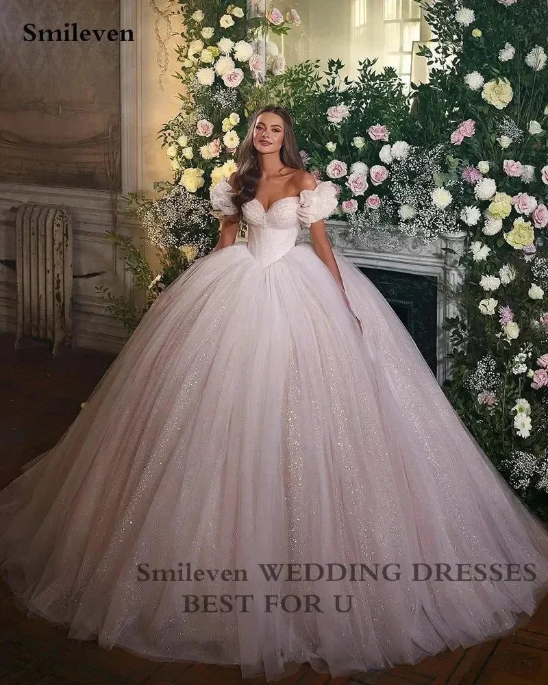 Smileven Robe de mariée princesse avec corset, bustier cœur, robe de bal, tulle pailleté, robes de mariée, robe de mariée.
