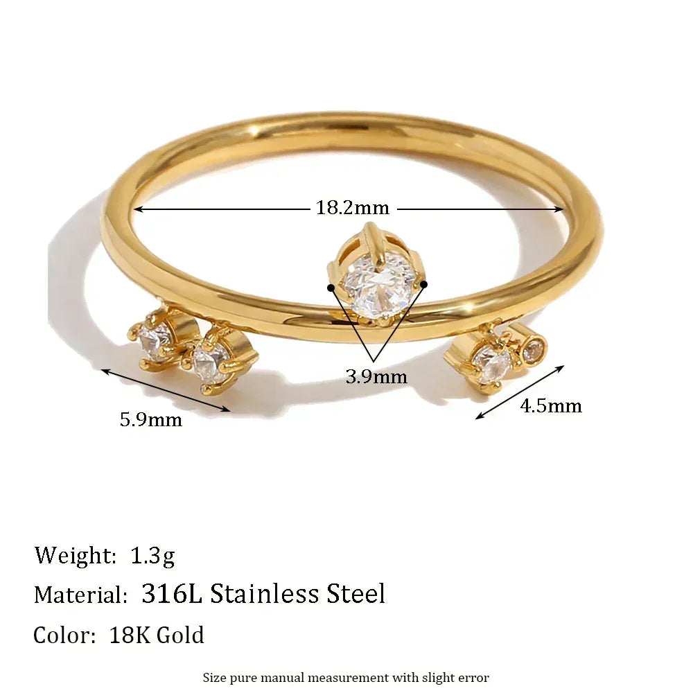 E.B.belle Bague Couronne Nouveauté Blanches Strass Bijoux en Acier Inoxydable Hypoallergénique Antirouille Plaqué Or 18 carats pour Femmes et Filles