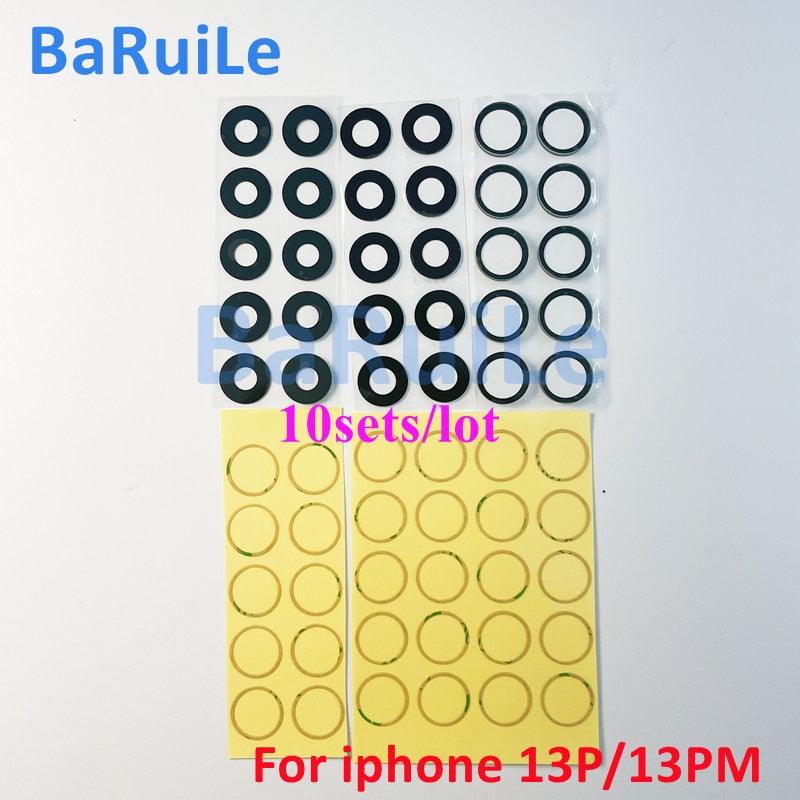 10 ensembles de lentilles en verre pour caméra arrière avec colle pour iPhone 11 12 13 Pro Max 13 Mini 14 14P, pièce de rechange pour réparation de lentille de caméra pour iPhone