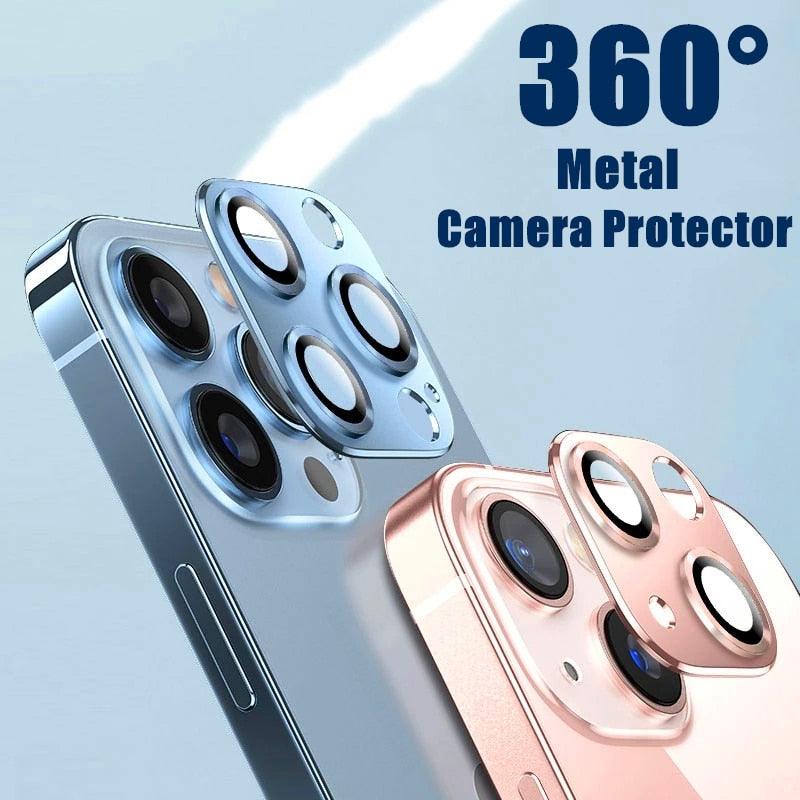 Protecteur d'objectif d'appareil photo pour iPhone 14 13 12 Pro Max 13Mini Verre trempé pour iPhone 11 13 14 Pro 14Plus Protecteur d'appareil photo en métal Film protecteur d'objectif d'appareil photo
