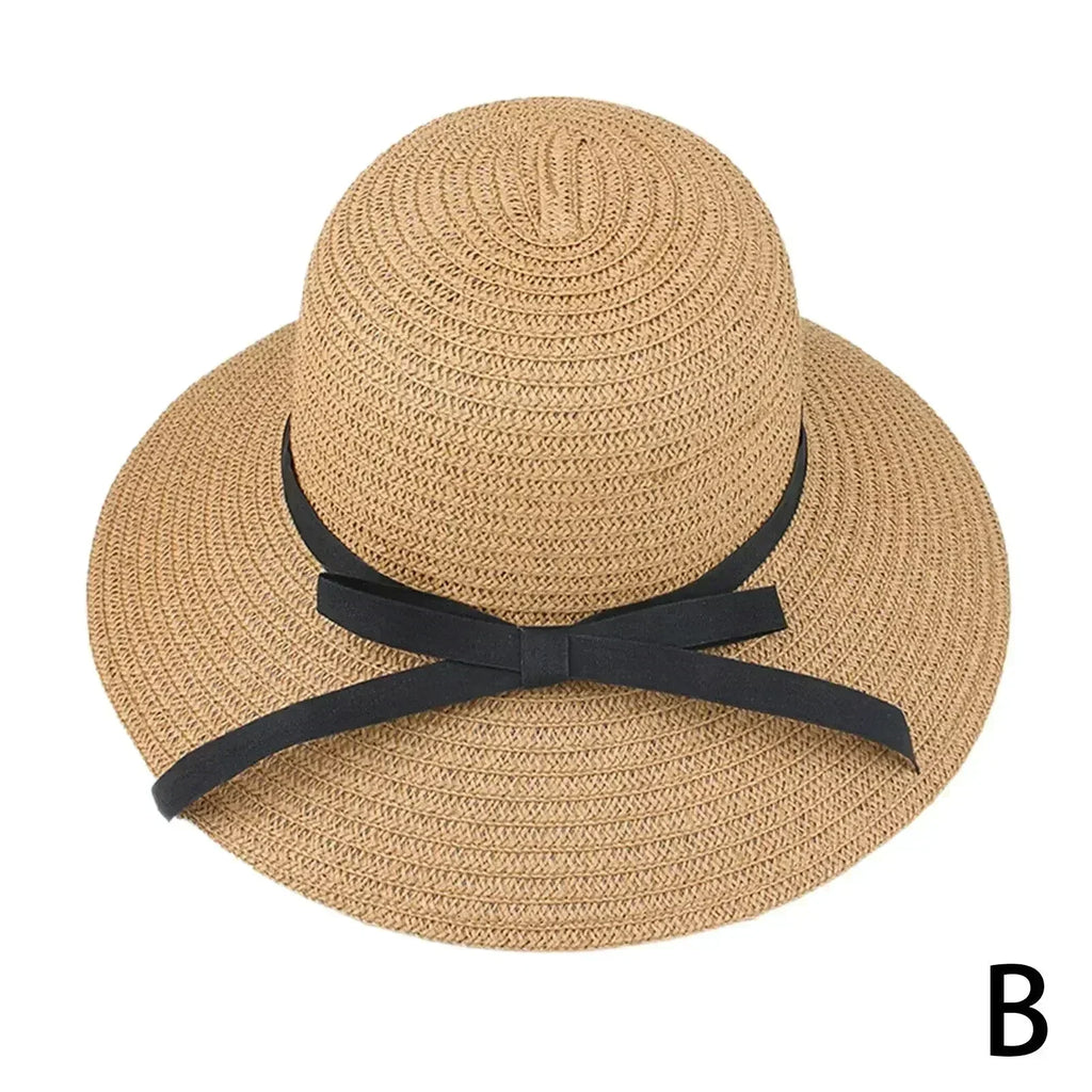 Chapeau de paille d'été à large bord, pliable, protection UV, pour femme, idéal pour la plage ou les voyages.