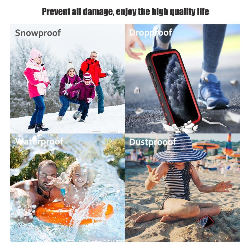 Coque étanche pour iPhone 14 13 12 11 Pro Max 14Plus 12Pro Coque durable étanche Sport 360 Protection iPhone12 Mini Coque étanche pour iPhone résistante aux chutes Arrière transparent
