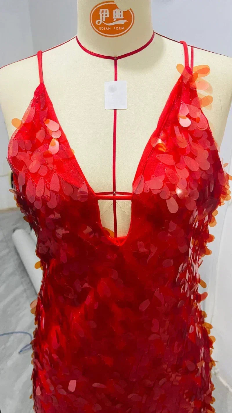 Robes longues Maxi élégantes à paillettes sans manches pour femmes, Robe longue de soirée unie à col en V profond et mode