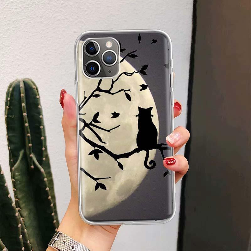 Coque de téléphone en silicone souple à motif de chat mignon et drôle pour iPhone 11 13 14 Pro Max 12 Mini X Xs Xr 6 6s 8 7 Plus Se 5 5s