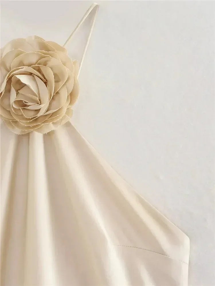 FEMME Robe Fleurie Dos Nu Femme Épaule Dénudée Satin Longue Robe Femmes Dos Nu Sexy Robes de Soirée Robes d'Été pour Femmes