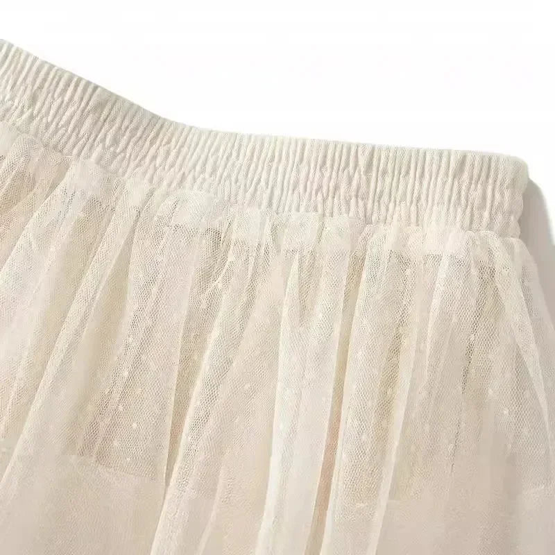 Jupe mi-longue taille haute amincissante pour femme, en gaze haut de gamme, longue, pour l'été, jupe plissée 2025