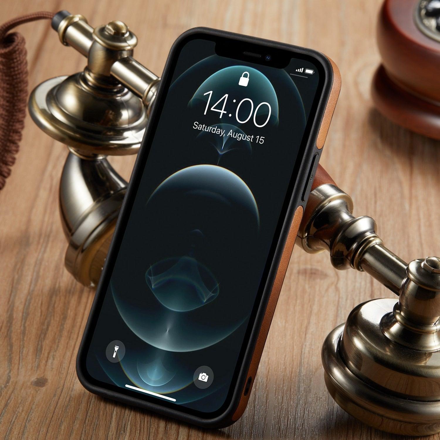 Coque de téléphone en cuir PU de luxe pour iPhone 14 Pro Max 13 Pro Max 11 12 Pro Max XR XS Max X 7 Plus, étui en cuir mince, coque arrière compatible avec iPhone 13 Pro, étui de téléphone mince en cuir classique, luxe élégant