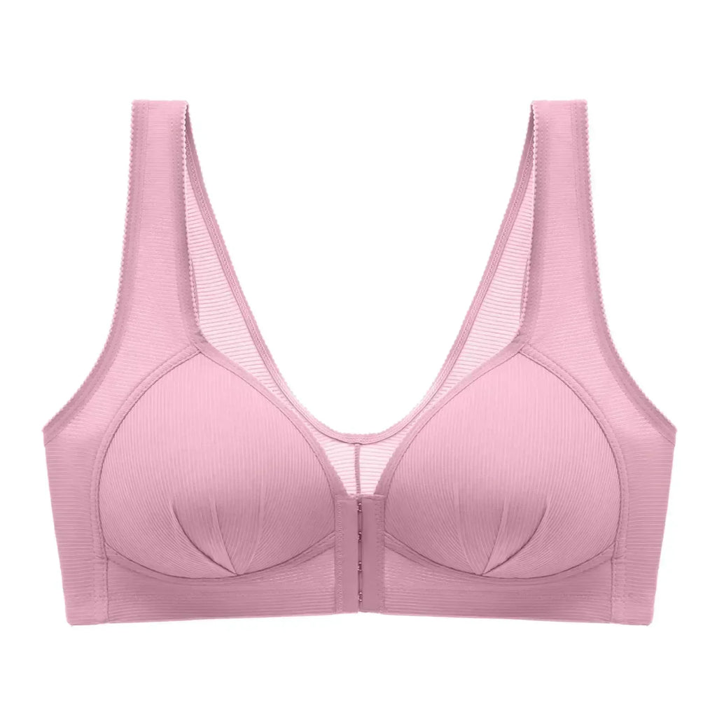 WTEMPO Soutien-gorge en coton grande taille fin sans armature avec boucle avant, sous-vêtement confortable et push-up, collection douce lingerie