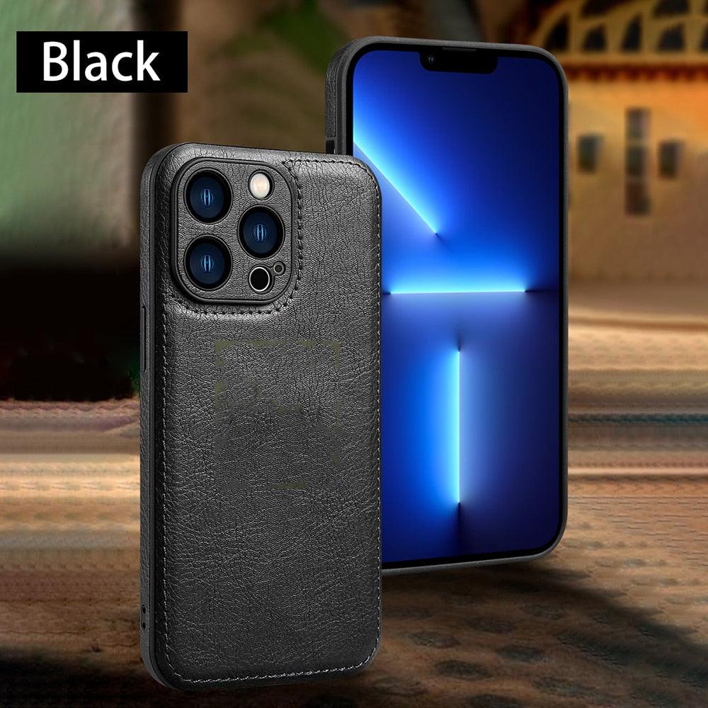 Étui de Téléphone en Cuir PU de Luxe Pour iPhone 14 13 Pro Max 12Pro 11Pro Max 13 12 Pro XS MAX XR X SE 7 8 plus Coque Arrière Tendance Étui Arrière en Cuir pour iPhone 14 Pro Housse Antichoc pour iPhone