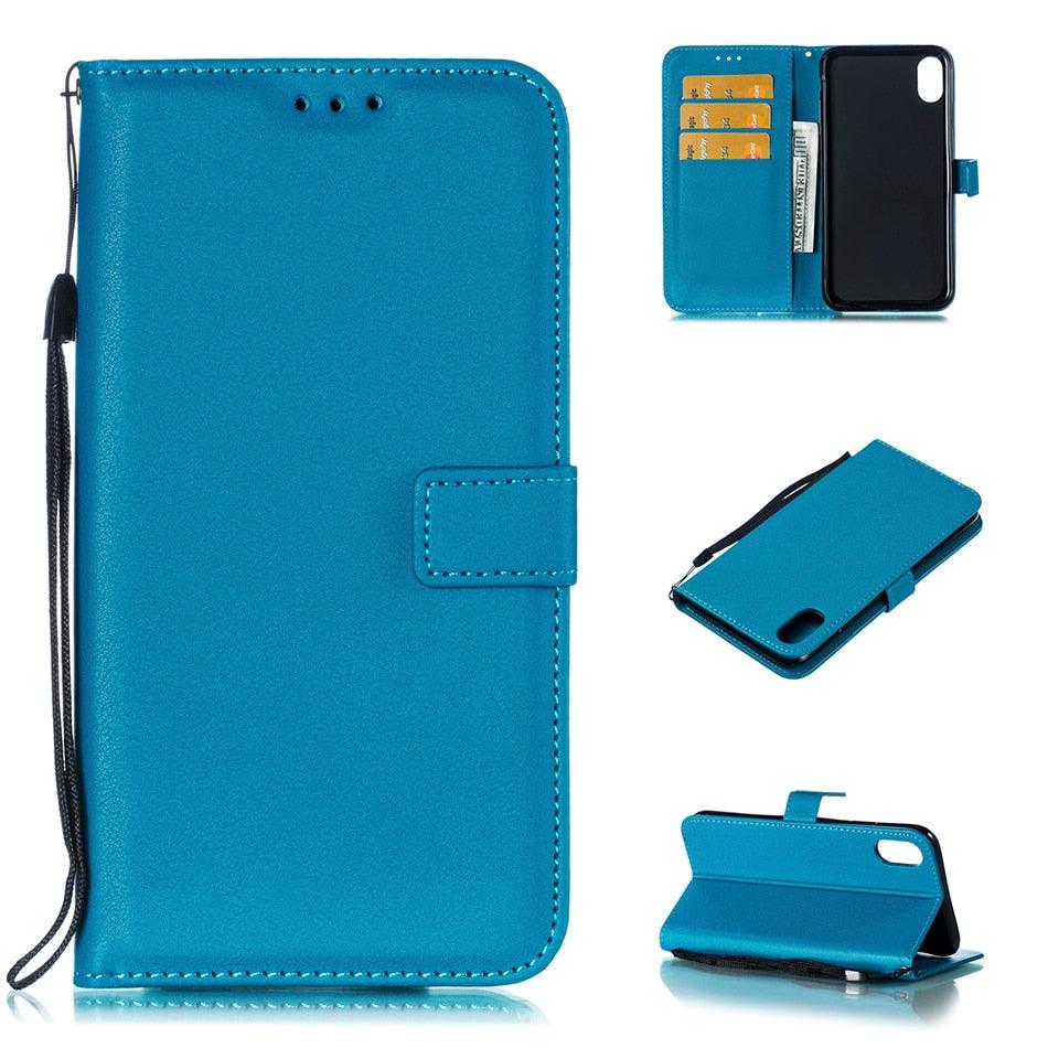 Étui Portefeuille en Cuir Couleur Unie pour iPhone 14 XS MAX 11 Pro 12 mini 13 Housse à Rabat Fente pour Cartes Étui de Téléphone Portable Portefeuille Étui de Téléphone Portable Housse à Rabat en Cuir Portefeuille Étui Protecteur Coloré