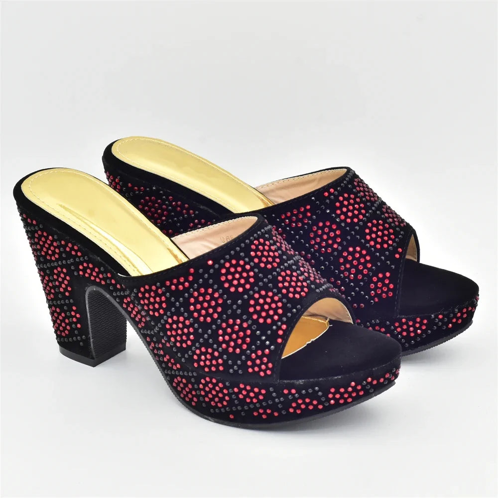 Ensemble assorti chaussures et sac italiens avec strass