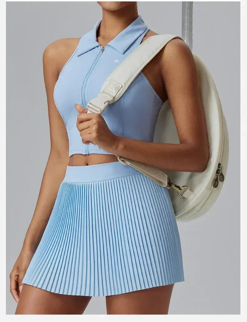Jupe de sport florale à prix réduit pour femmes Jupe-culotte de tennis-badminton à séchage rapide Jupe plissée mi-longue de fitness avec short