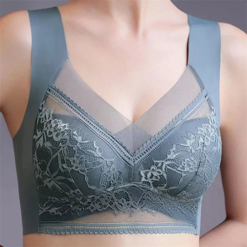 Soutien-gorge Grande Taille Femme L-5XL, Push-Up, Soie Glacée Sans Couture, Bralette Dentelle Sans Armature, Soutien-Gorge d'Été Grande Taille, Lingerie, Sous-vêtement 15019