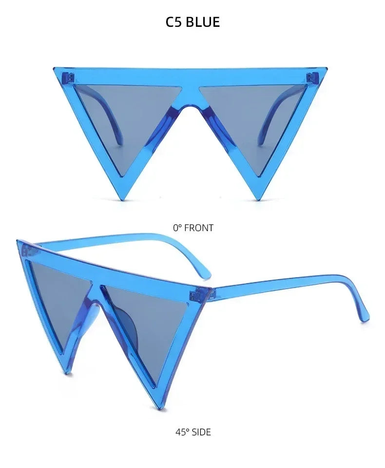 Lunettes de soleil triangulaires surdimensionnées de style punk pour femmes, grande monture 2025, marque de luxe, coupe-vent, protection UV400, pour dames