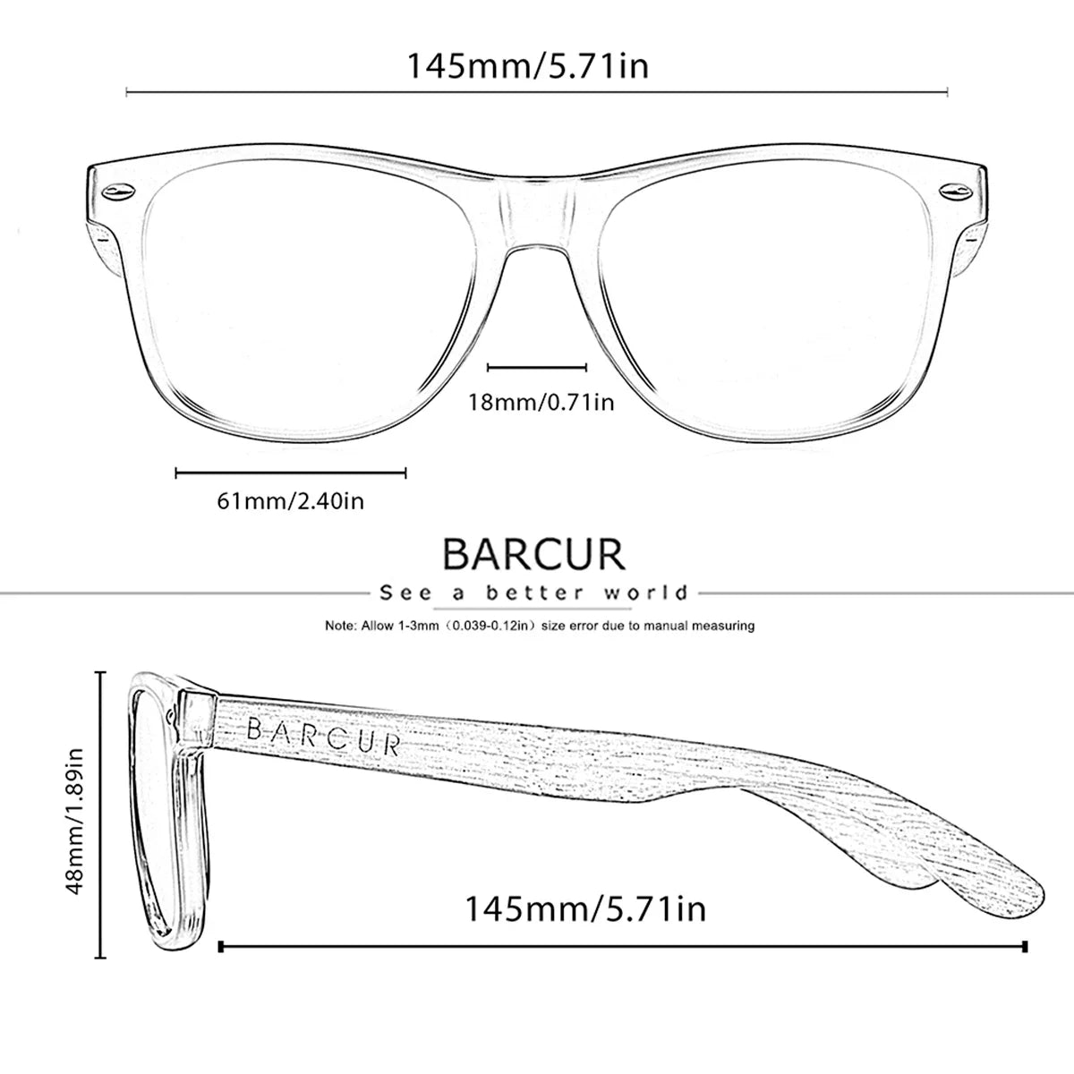 BARCUR Lunettes de soleil ovales polarisées en bois naturel pour femme, monture de luxe en PC texture bois, branches miroir, protection UVA/UVB, élégantes et tendance pour l'été