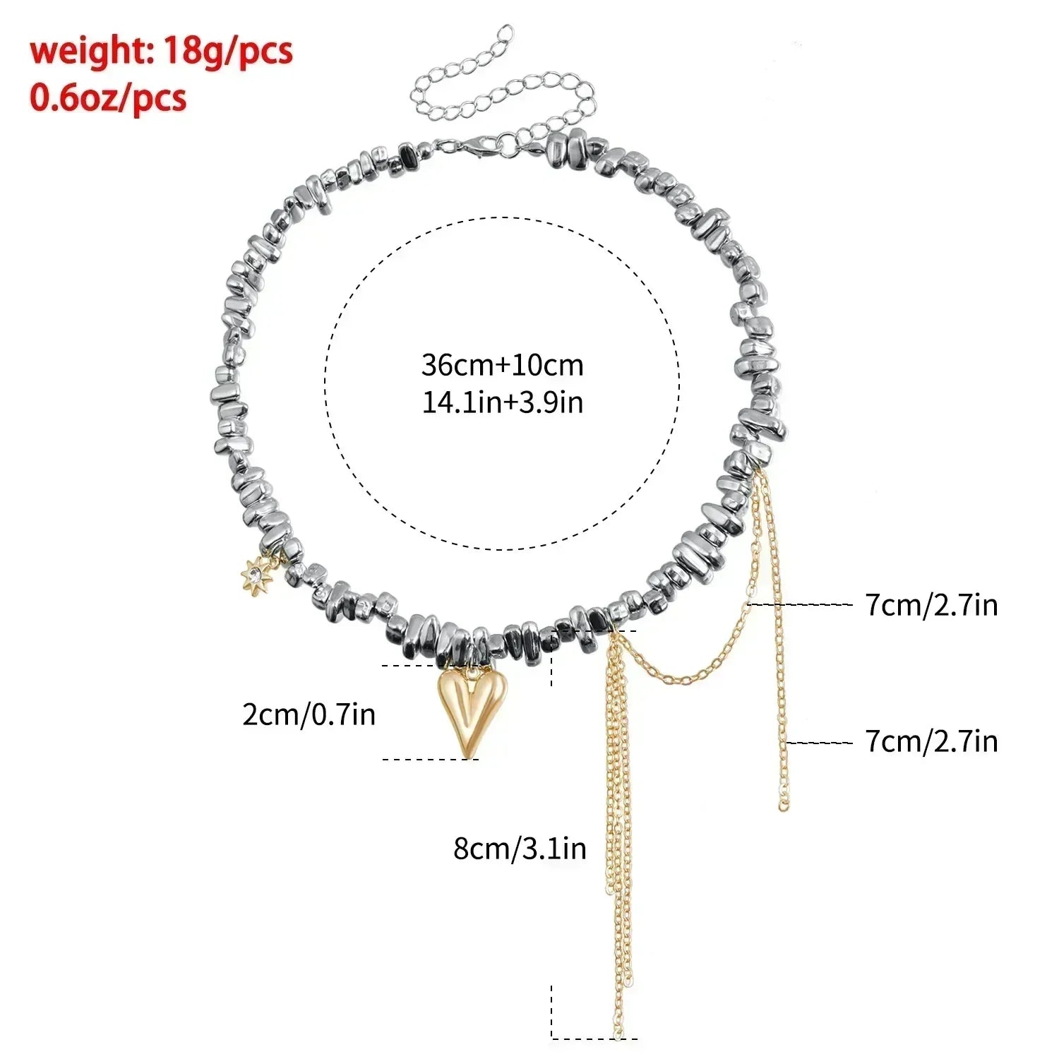 Collier Cœur Perlé Tendance pour Femmes Style Bohème Élégant Chaîne en Cristal Irrégulier Ras du Cou Y2K Exquis Cadeau de Fête Bijoux Accessoires