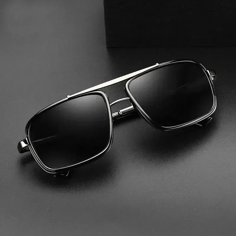 Nouvelles lunettes de soleil Punk Nouvelles lunettes de soleil aviateur carrées UV400 à double faisceau pour hommes