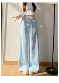 Pantalon droit ample taille haute gris pour femme