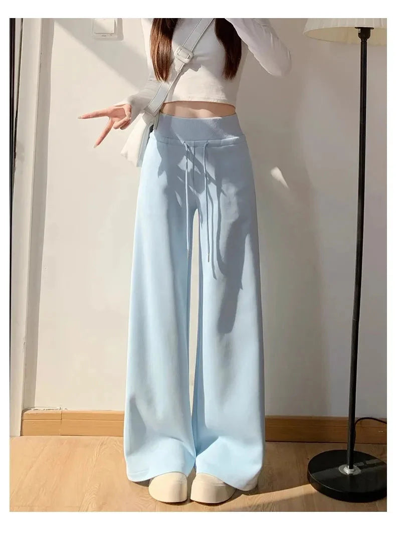 Pantalon droit ample taille haute gris pour femme