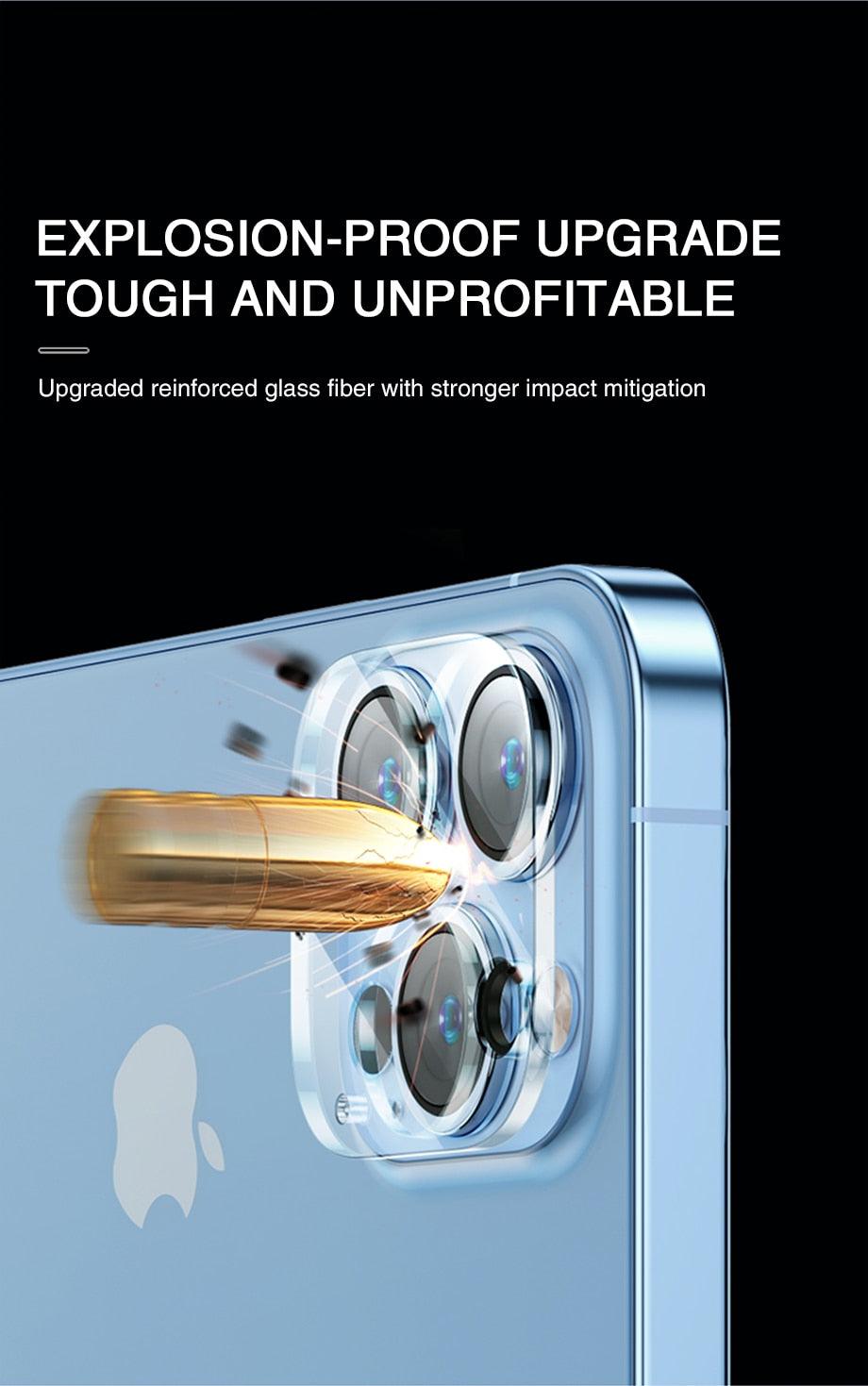 Protecteurs de Verre Full Cover HD pour Caméra Arrière pour iPhone 13 12 Pro Max 13Mini Film de Verre Protecteur d'Objectif pour iPhone 11 14 PRO MAX XS Protecteur d'Écran d'Objectif de Caméra en Verre Trempé Ultra Mince