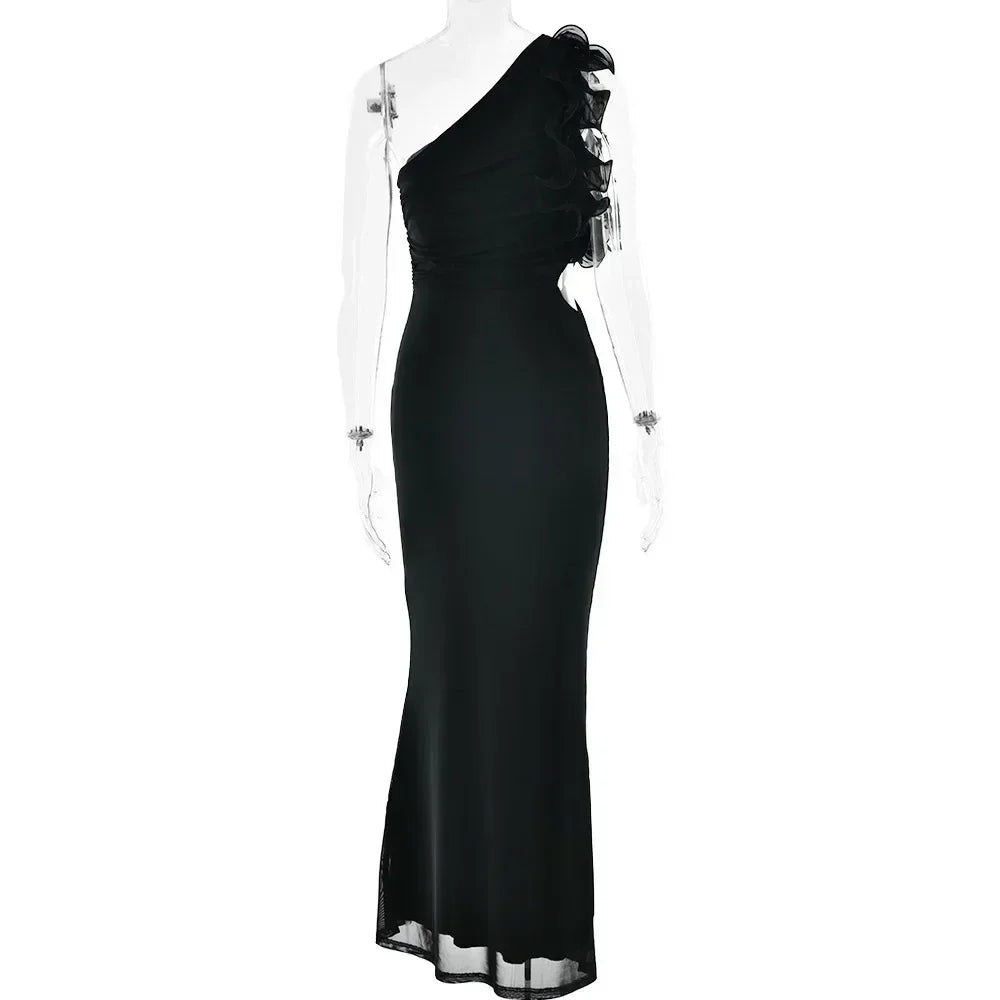 Robe Articat élégante sans manches à épaule asymétrique fleurie pour femme Printemps/Été 2025 Sexy en maille moulante Robe de soirée/cocktail